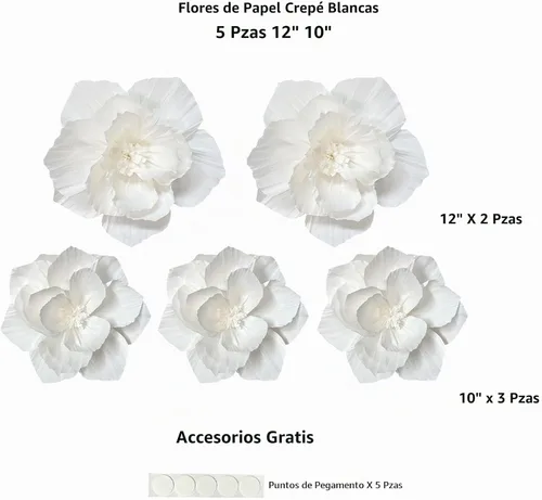 Vista 3 de ANSOMO Flores de papel blanco 3D decoración de pared decoraciones de fiesta