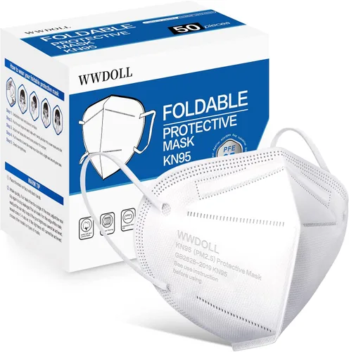 Vista 11 de WWDOLL - Mascarilla KN95, 50 unidades, 5 capas transpirables, color rojo
