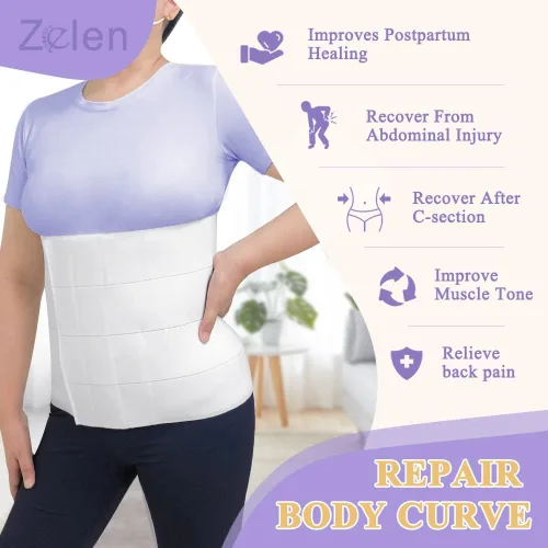 Vista 4 de Faja abdominal poscirugía para abdominoplastia después de la histerectomía, faja abdominal médica de 12 pulgadas para hombres y mujeres, envoltura