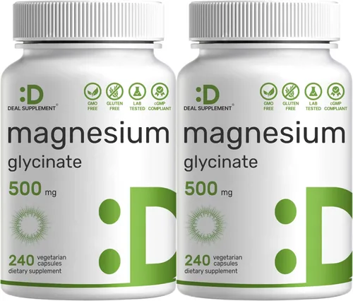 Vista 8 de Deal Supplement Glicinato de magnesio 500 mg, 240 cápsulas vegetales 100% quelado para una fácil absorción Suplemento mineral esencial Sin