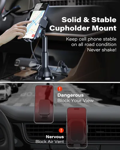 Vista 6 de 1Zero Cargador inalámbrico de auto con sujeción automática, soporte de teléfono resistente de 15 W, carga rápida para iPhone 16 15 Pro Max Plus 14