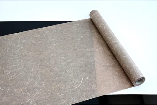 Vista 2 de Papel de morera coreano HanJi con textura de fibra natural, envoltura de regalo, papel tapiz decorativo UnYong-Ji rollo marrón 21.3 in x 65.6 ft