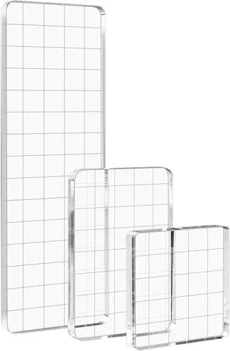 Vista 15 de Briartw Kit de bloques de sello de acrílico transparente con líneas de rejilla, 3 piezas de bloque de sello acrílico, juego de herramientas de 3