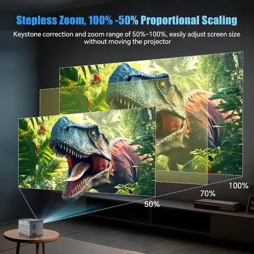 Vista 6 de [Netflix oficialmente y aplicaciones integradas] Mini proyector con WiFi y proyector Bluetooth HD 1080P, 1200 ANSI, proyector de video automático
