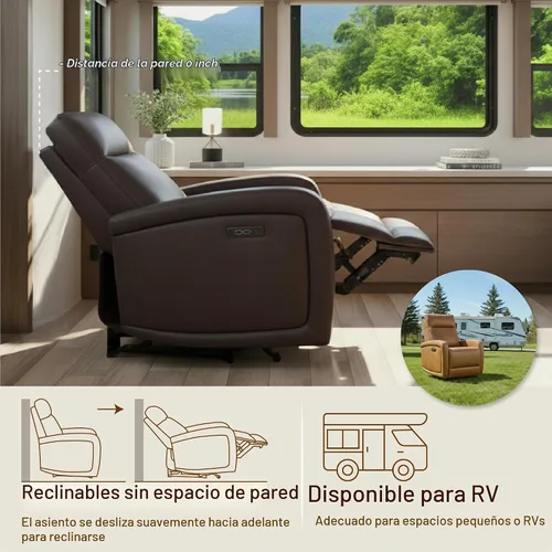 Vista 4 de Watson & Whitely Silla Reclinable, Sillón Sofá Reclinable de Pared Cero con Reposacabezas Eléctrico Cargador Tipo-C, Sillones Reclinables Pequeños