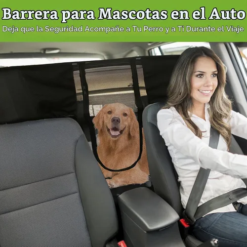 Vista 2 de Barrera de red para automóvil para SUV, barrera para mascotas con cuerda ajustable y bolsa de almacenamiento, barrera de valla para perros