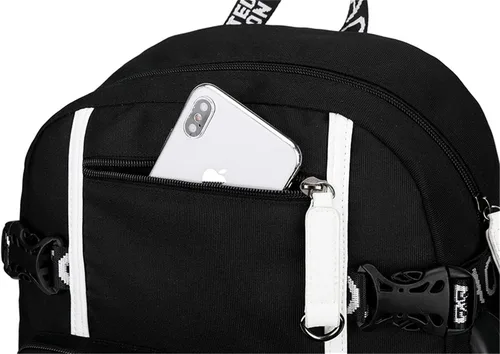 Vista 6 de Zapion Mochila para niños Cristiano Ronaldo con puerto de carga USB Soccer Star lona mochila para estudiantes de alta capacidad, color6, Mochilas