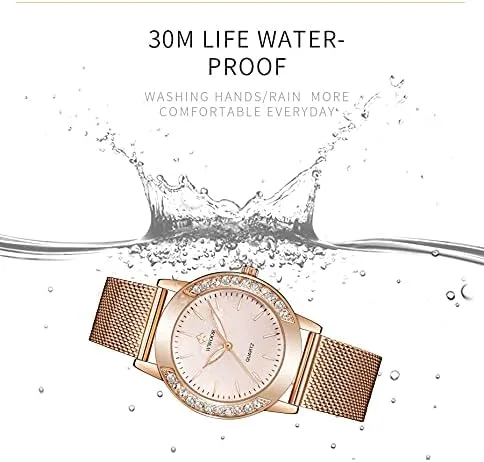 Vista 6 de MASTOP Relojes analógicos de cuarzo, con correa de malla e impermeables, para mujer