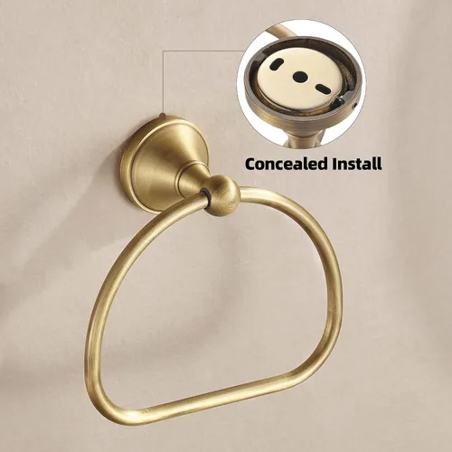 Vista 7 de WOLIBEER Toallero de latón, antiguo soporte para toallas de mano, soporte redondo para toallas de baño, accesorios de cocina retro montados