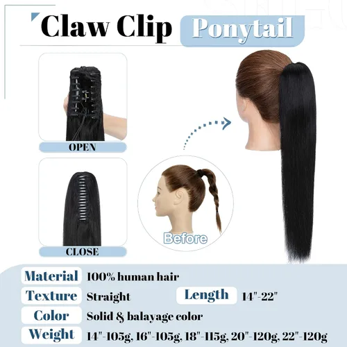 Vista 2 de SEGO - Extensión de cola de caballo de cabello humano con pinza de 14