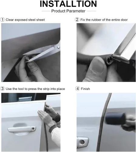 Vista 6 de Protectores de borde de puerta de automóvil de 16 pies (16.4 ft) de goma universal en forma de U, protección de borde de puerta de automóvil
