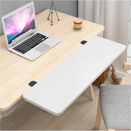Vista 8 de Y&J Extensor de escritorio grande con abrazadera, bandeja de teclado sin perforaciones, soporte de brazo mesas plegables fáciles de limpiar