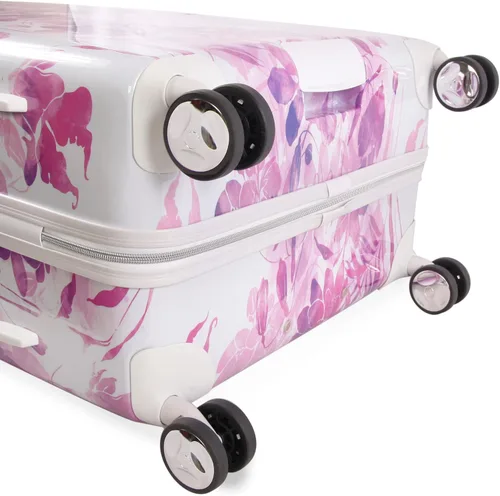 Vista 5 de bebe Alisa - Juego de maletas giratorias de 3 piezas para mujer, diseño floral morado, Floral púrpura, Alisa - Juego de maletas giratorias (3 piezas)