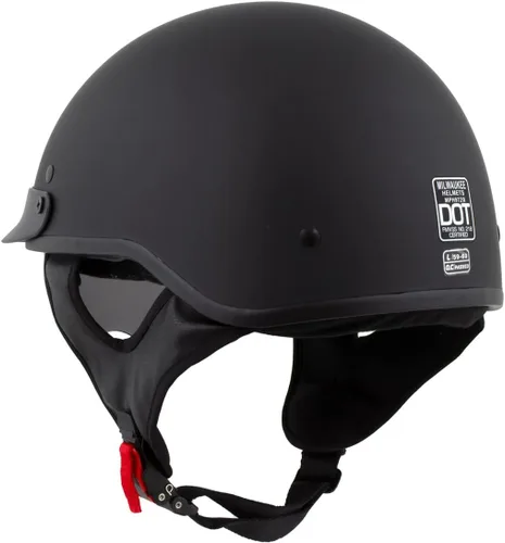 Vista 8 de Milwaukee Helmets MPH9718DOT - Casco de motocicleta de media cara negro mate 'Momentum' aprobado por puntos para hombres y mujeres, con visera
