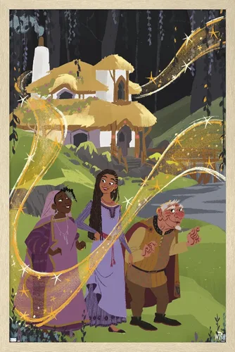Vista 7 de Trends International Disney Wish - Póster de collage 1 (familiar), 14.72 x 22.37 pulgadas, versión enmarcada de madera de granero