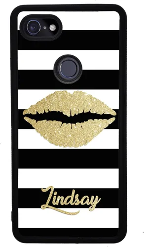 Vista 4 de Golden Gold Lips - Funda de goma negra personalizada compatible con Google Pixel 10, 10 Pro, 10 Pro XL, 9a, 9 Pro, Pixel 9, Pixel 9 Pro XL, 8a, 8