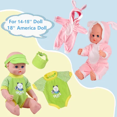 Vista 8 de Alive - Accesorios de ropa para muñecas de bebé, 9 conjuntos para muñeca de bebé de 14 a 15 pulgadas y muñeca de 18 pulgadas, vestido de ropa