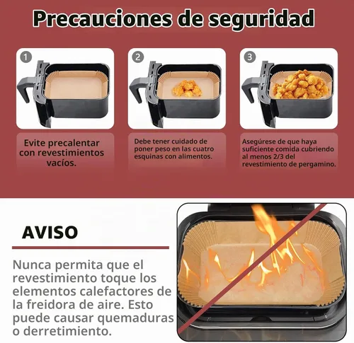 Vista 5 de 100 forros para freidora de aire para Ninja, 8.6 x 5.5 pulgadas, papel desechable para freidora de aire de doble canasta, forros de papel pergamino