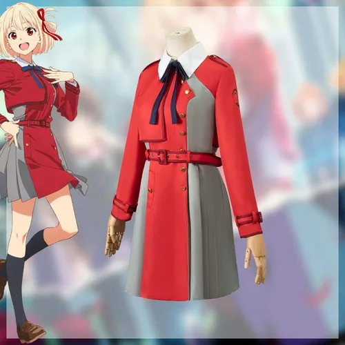 Vista 3 de Lycoris Recoil - Disfraz de cosplay de Nishikigi Chisato, uniforme escolar japonés