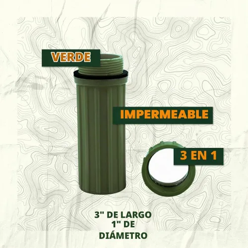 Vista 5 de SE Caja de almacenamiento impermeable verde 3 en 1 con espejo de señalización y pedernal Firestarter - CCH6-1GN