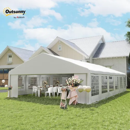 Vista 2 de Outsunny Tienda de campaña resistente de 23 x 39 pies para fiestas, carpa para exteriores, carpa de boda, refugio para eventos, cochera, barbacoa
