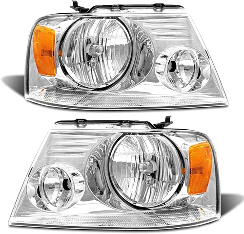 Vista 10 de para faros delanteros halógenos Ford F150 2004-2008 con Carcasa A-Negro Reflector ámbar Lente Transparente