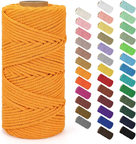 Vista 25 de Cuerda de macramé de 0.079 in x 220 yardas (656 pies), cuerda de algodón natural para colgar en la pared, ganchos de plantas, manualidades Verde