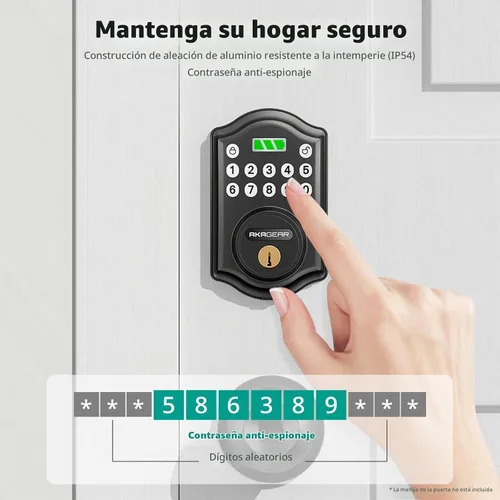 Vista 5 de AkaGear Cerradura de puerta de entrada sin llave con teclado inteligente cerrojo para puerta delantera