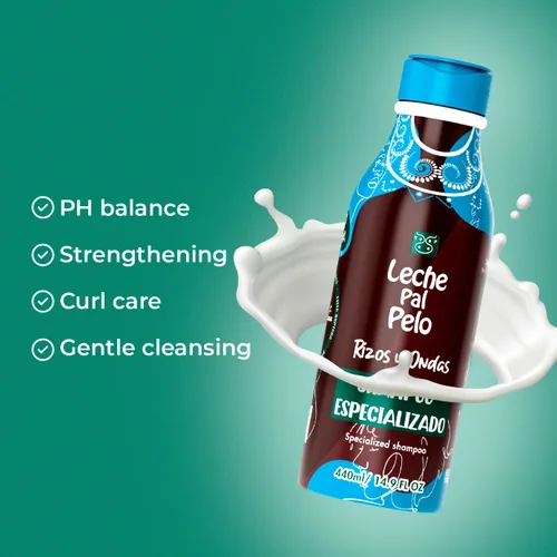 Vista 9 de Leche Pal Pelo Rizado y ondulado - Champú especializado con aceite de coco, leche de coco, aloe vera - Hecho sin sulfatos ni parabenos - 14.9 oz