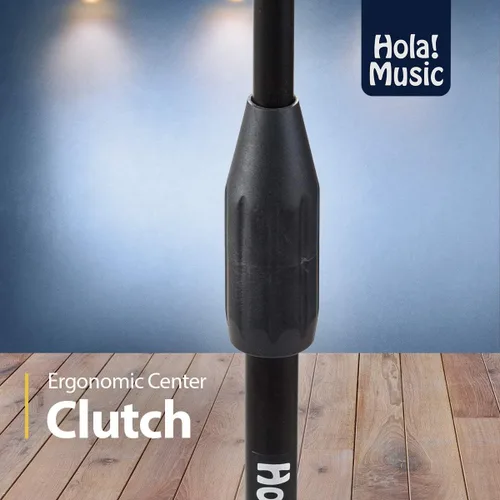 Vista 6 de Soporte de micrófono Hola! Music con altura ajustable para uso en hogar, estudio, oficina o escenario – Bajo perfil (bombo)