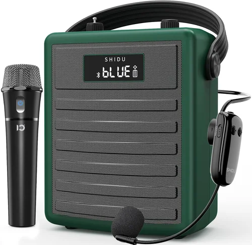 Vista 9 de SHIDU Amplificador de voz de 40 W con micrófono inalámbrico, sistema PA portátil con micrófono y altavoz inalámbricos, micrófono portátil Bluetooth