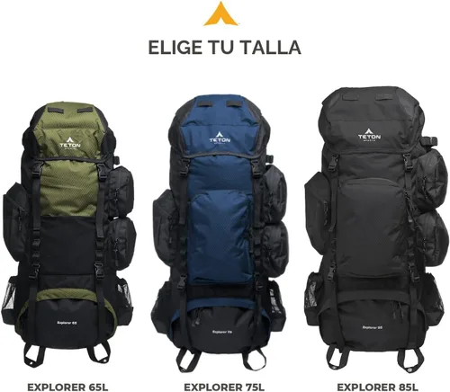 Vista 6 de Teton Explorer 75L Mochila con marco interno para senderismo, camping, mochileros, cubierta de lluvia incluida