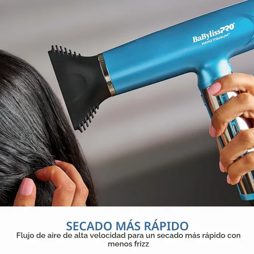 Vista 2 de BaBylissPRO Nano Titanium Profesional Nano Light Ionic Dual-Voltage Secador de pelo ligero Negro