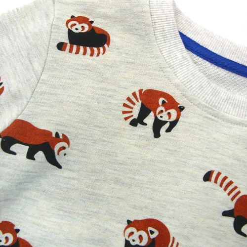 Vista 4 de Sudaderas para niños pequeños con estampado de cuello redondo y manga larga de algodón