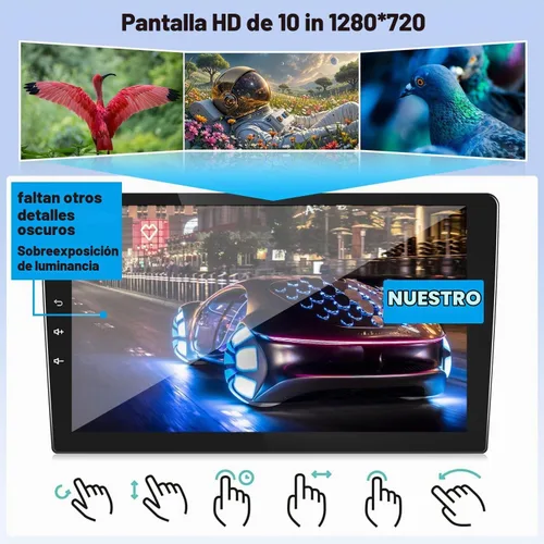 Vista 3 de Kunfine Universal 8-Core 4G+128G 10 pulgadas Android doble DIN coche estéreo inalámbrico CarPlay/Android Auto IPS 10 "pantalla táctil Tablet Auto
