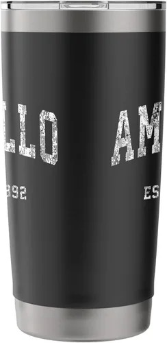 Vista 4 de Amarillo Texas TX - Vaso aislado de acero inoxidable con diseño deportivo vintage