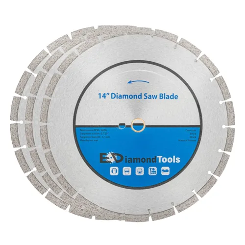 Vista 17 de Hoja de sierra segmentada de diamante de 4" para hormigón, ladrillo, bloque y mampostería Altura del segmento de 0.394 in, eje de 7/8"-5/8", grano