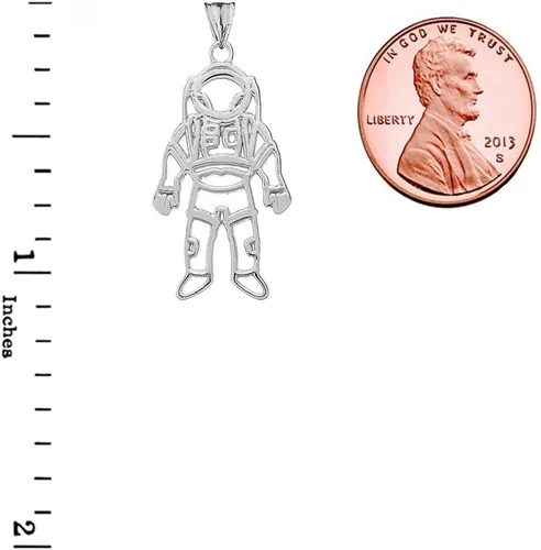 Vista 2 de Colgante de plata de ley fina con diseño de astronauta, Plata esterlina