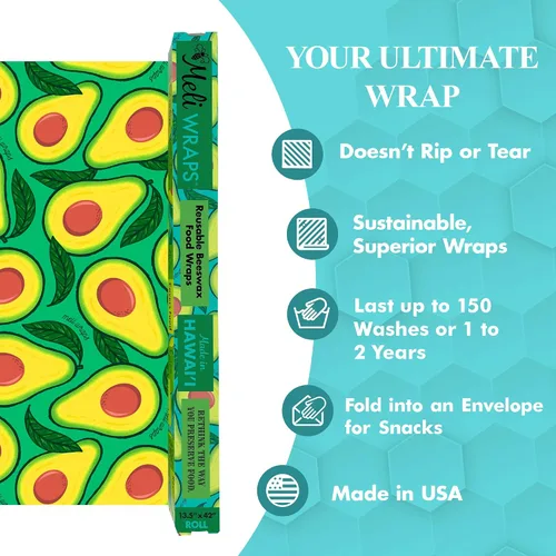 Vista 9 de Meli Wraps - Rollo de cera de abeja reutilizable, envolturas de cera de abejas sin residuos para cubrir alimentos, rollo de cocina