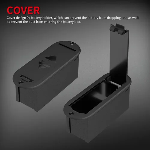 Vista 3 de DAIERTEK Soporte de batería de 9 V con cubierta de conector 9 Vlot Caja de soporte de batería para guitarra Bass Pickup -2 piezas