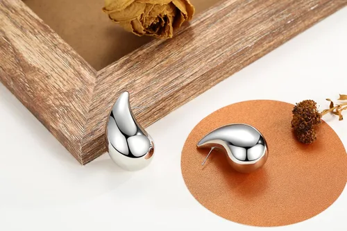 Vista 8 de Aretes de lágrima extra grandes, aretes de aro dorados gruesos para mujer, orejas sensibles, hipoalergénicos, de moda, joyería de gota de agua
