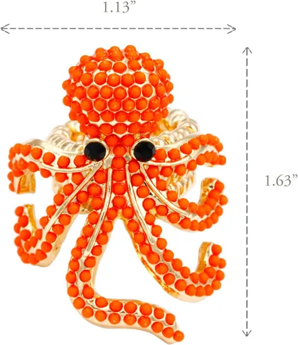 Vista 3 de Lavencious Anillo elástico de diamantes de imitación con diseño de pulpo para mujer, talla 7-9