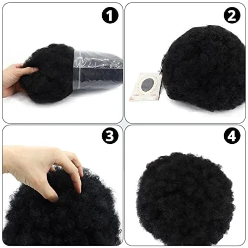 Vista 6 de Tembol Peluca afro para hombre, cabello rizado de discoteca de los años 80, perfecta para trajes de discoteca de hombres en los años 70 platino