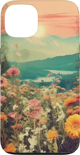 Vista 7 de iPhone 16 Boho Mountain Moon Phases Floral Aesthetic Chic Retro Sunset Case