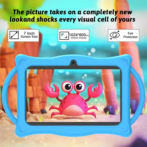 Vista 2 de Tablet Android Kids de 7 pulgadas, Tablets para Niños, 4 GB de RAM 32 GB ROM Quad Core Tablet para niños pequeños con funda a prueba de golpes