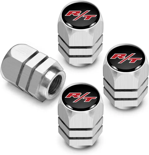 Vista 5 de iPick Image Para Dodge R/T Logo en negro sobre negro hexagonal forma aluminio válvula de neumático tapas de vástago