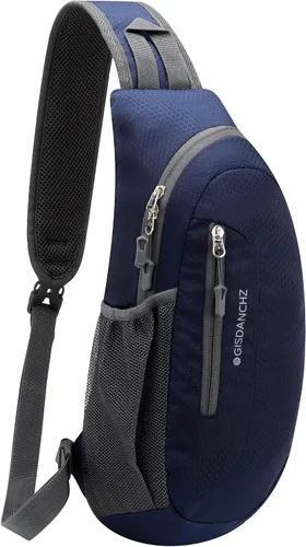 Vista 10 de Gisdanchz Bolso bandolera unisex con diseño de panal de abeja, jacquard, pequeña, delgada, bandolera, bolsa de pecho para senderismo y viajes