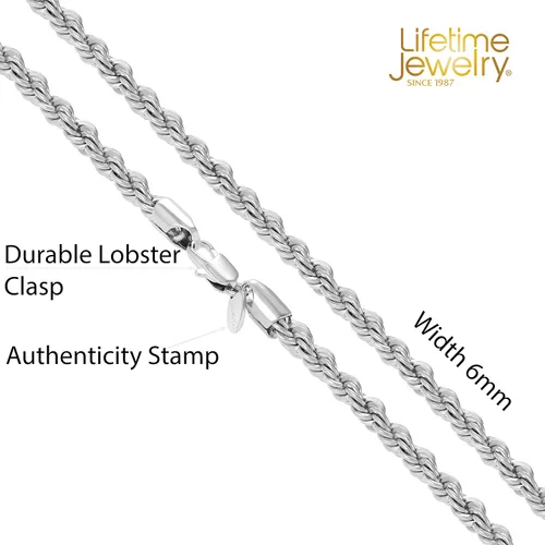 Vista 5 de LIFETIME JEWELRY Collar de cadena de cuerda de 0.236in para mujeres y hombres, chapado en oro real de 24 quilates, Chapado en oro, No es una piedra