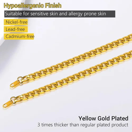 Vista 7 de PROSTEEL Pulsera de eslabones cubanos para hombre, negrooro de 18 quilates, acero inoxidable 316L, joyería de hip hop, ancho 0.236 in0.354 in0.512