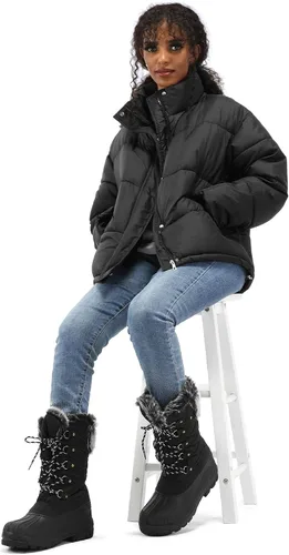 Vista 6 de mysoft - Botas de nieve para mujer, botas altas de infierno con forro cálido de piel sintética